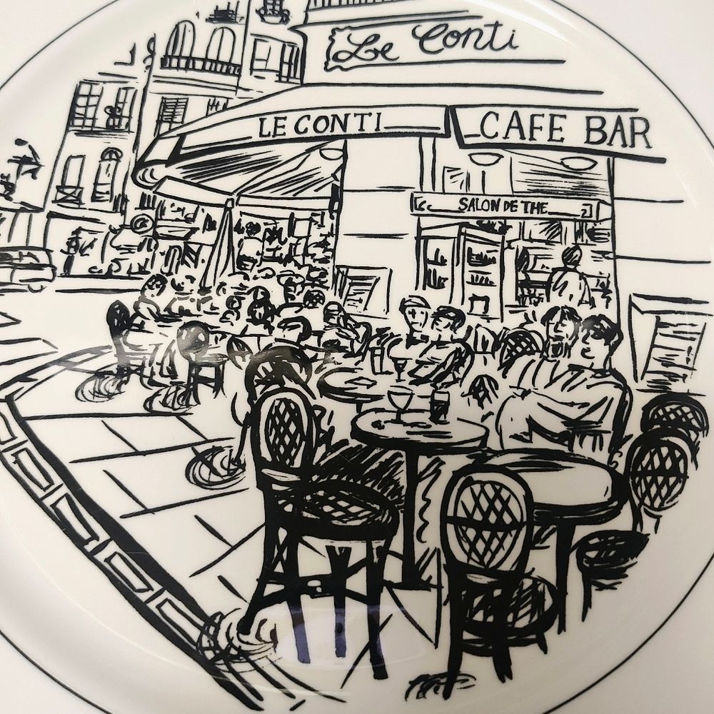 2 Mikasa dinner plates HK 114 "Parisian Scenes" by Susan Steinberg - VTG